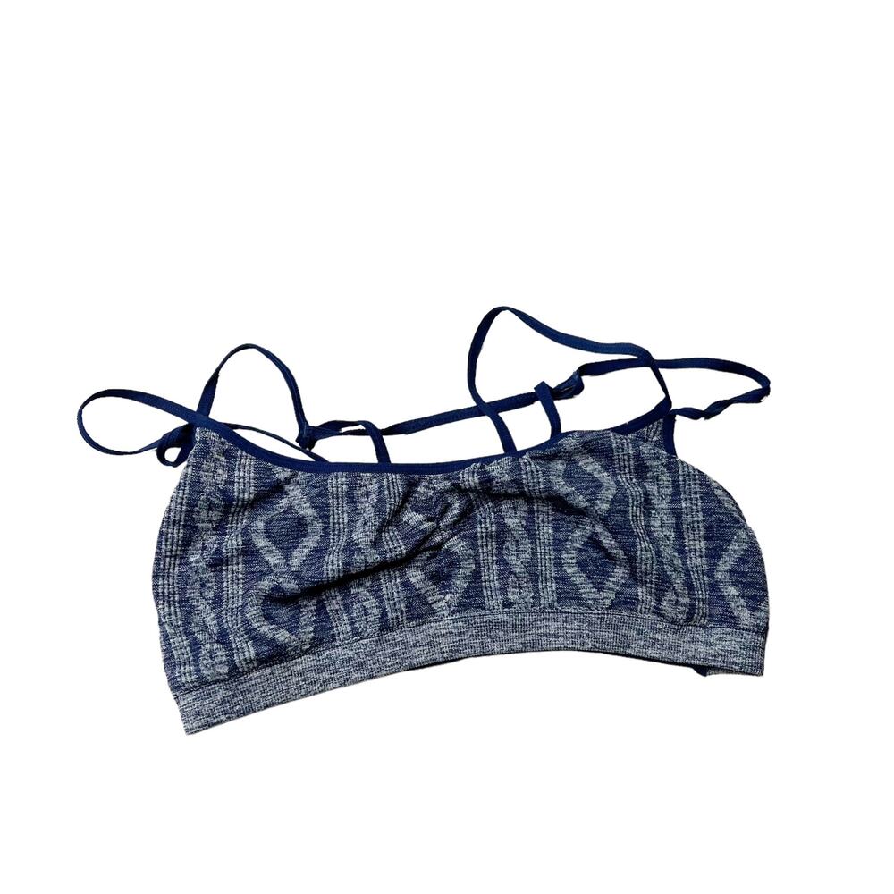 Victoria's Secret Blue Bralette Printed Backless Stretch Sporty Bra Size Small